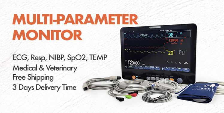 Multi-parameter patient monitor — ECG, Resp, NIBP, SpO2, TEMP